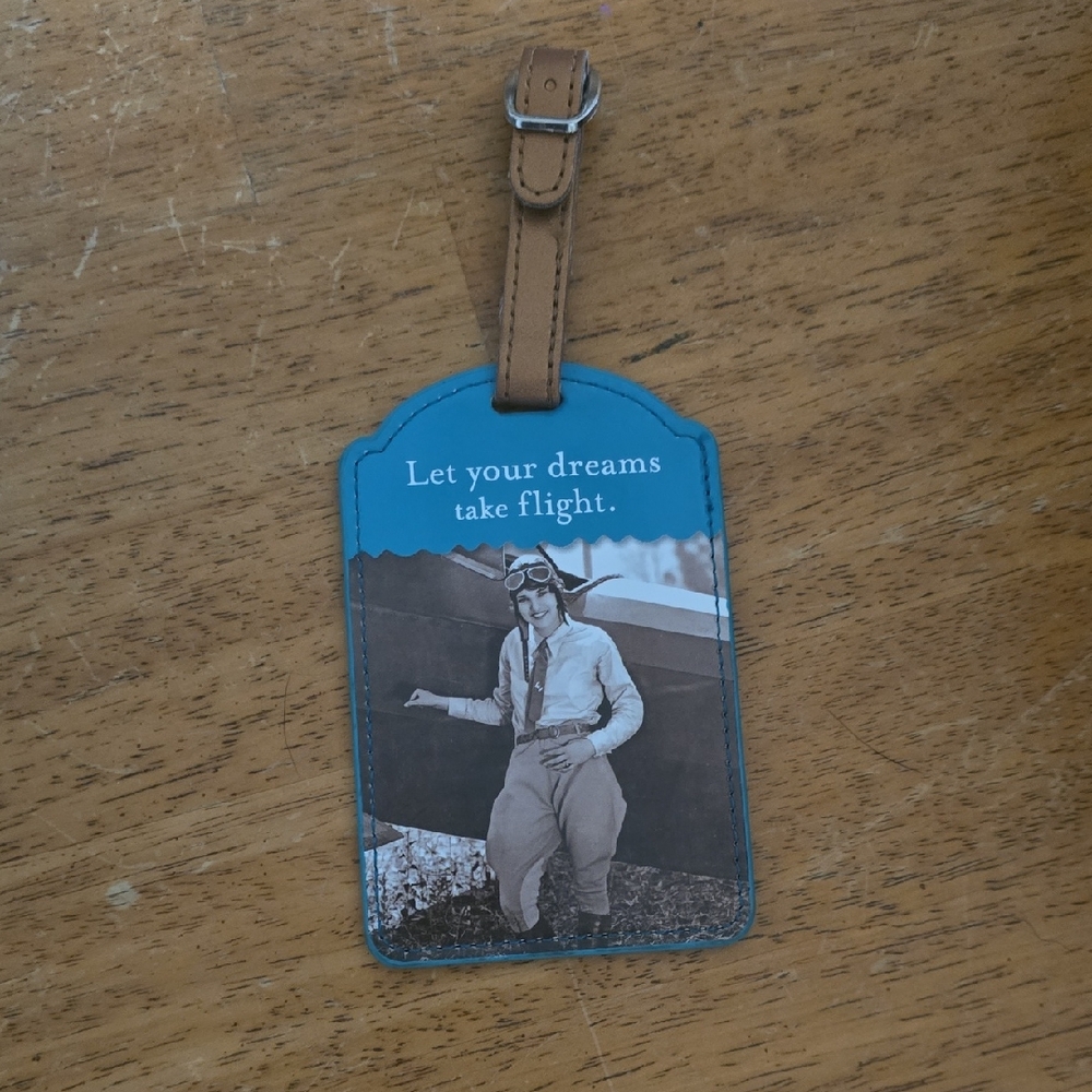 Vintage Aviator Luggage Tag with Brown Strap